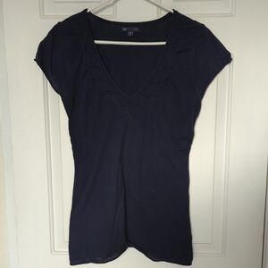 GAP Navy V-Neck Short Sleeve Knit Top
